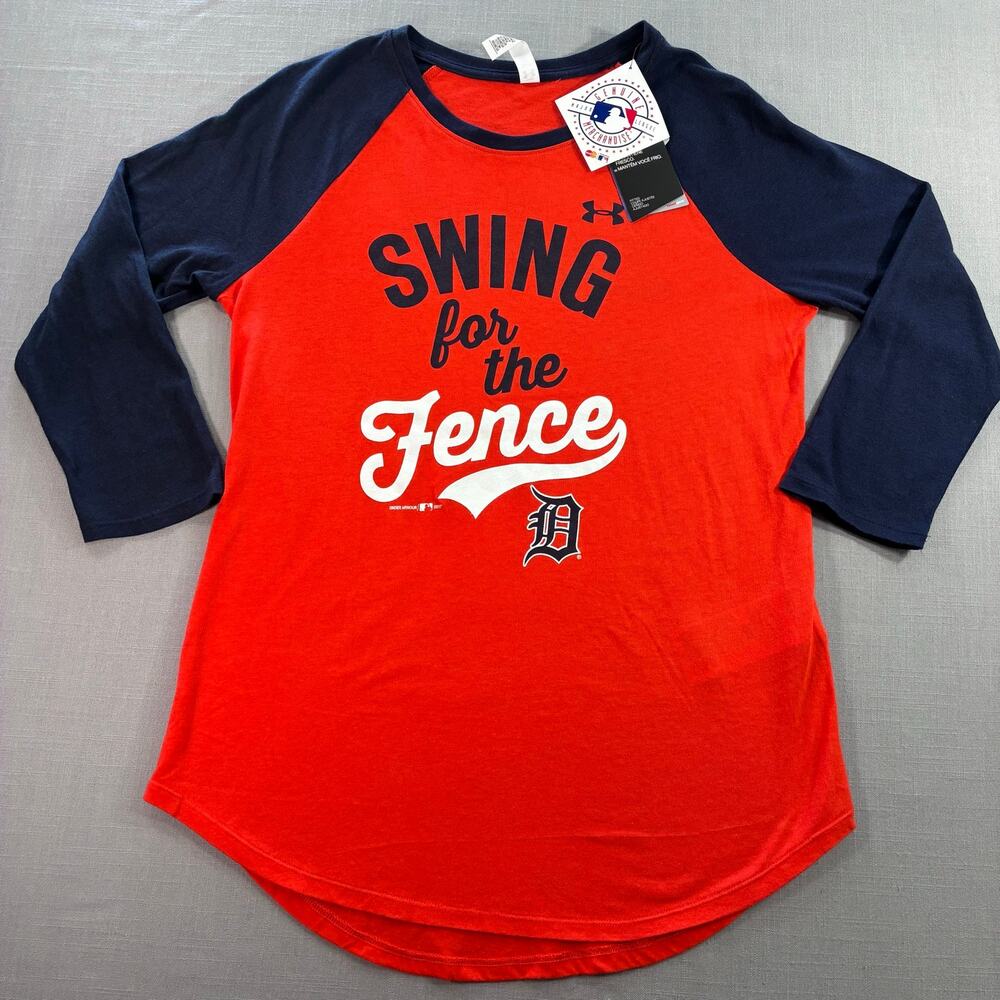 NWT Under Armour Detroit Tigers Swing For The Fence Shirt Womens Small